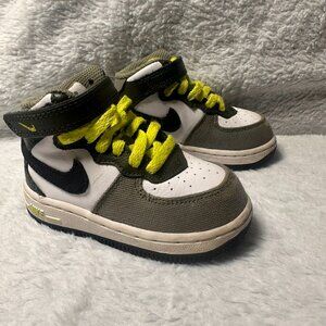 Nike Toddler High-Top Sneakers – Size 5C – Grey/White with Neon Laces